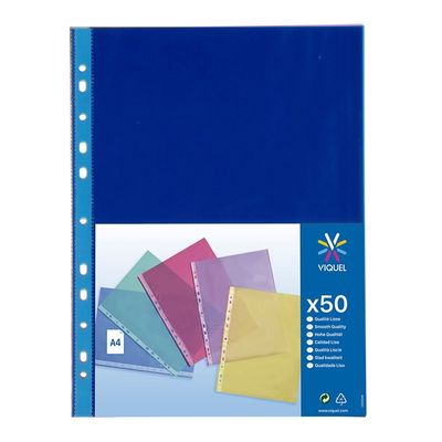 3135251060507-Viquel - 50 Pochettes perforées - A4 - 7/100 - couleurs assorties--2