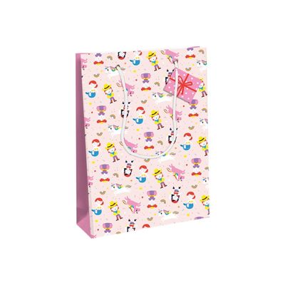 5033601514572-Clairefontaine Héros de mon enfance - Sac cadeau - 26,5 cm x 14 cm x 33 cm - rose-Angle gauche-0
