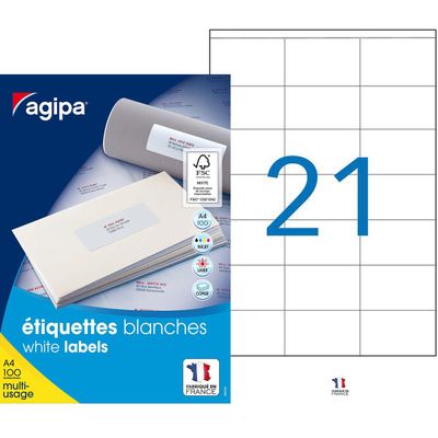 3270241190090-Apli Agipa - 2100 Étiquettes adhésives blanches multi-usages - 70 x 42 mm - coins droits - réf 11900--0