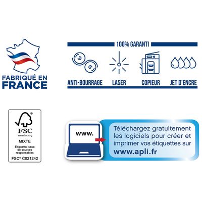 3270241190144-Apli Agipa - 400 Étiquettes adhésives blanches multi-usages - 105 x 148,5 mm - coins droits - réf 11--1