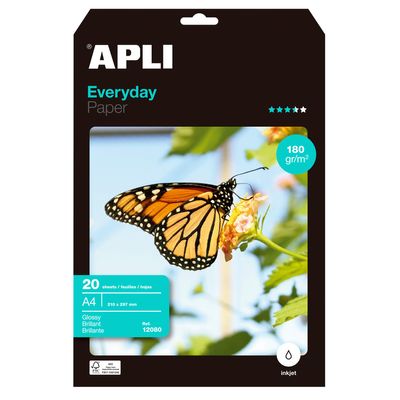 8410782120803-Apli Paper EVERYDAY - Papier photo brillant - A4 - 180 g/m² - 20 feuilles--0