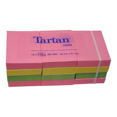 3134375462211-Notes repositionnables Tartan Néon - 38 x 51 mm - Lot de 12 blocs-Angle gauche-0