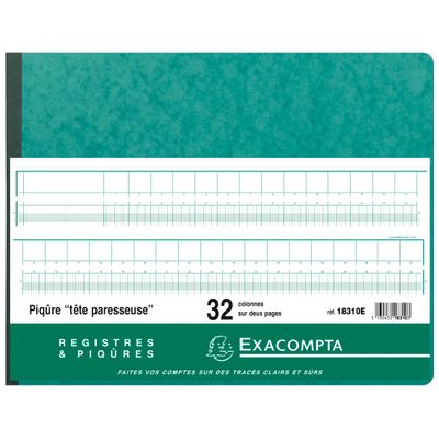 3130632183103-Exacompta - Piqûre à tête paresseuse - 32 colonnes sur 2 pages - 29,7 x 38 cm - 80 pages--1