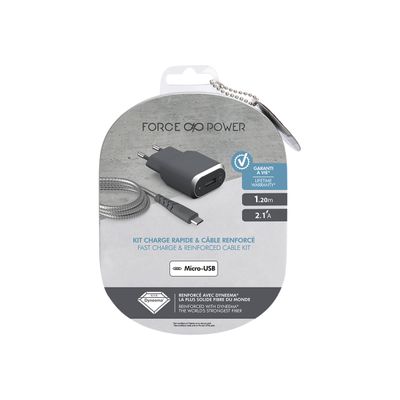 3571211389910-BigBen Force Power - chargeur secteur pour smartphone + 1 câble de charge USB/micro USB-Avant-2