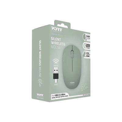 3567049005436-PORT Connect - Souris sans fil - olive-Angle gauche-4