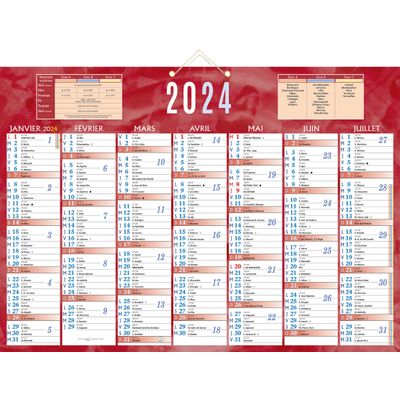 3592930019995-Bouchut 230 - Calendrier bancaire 7 mois par face - 38,5 x 54 cm - rouge--0