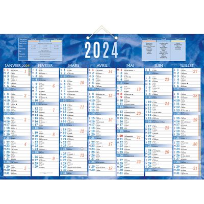 3592930018325-Bouchut 230 - Calendrier bancaire 7 mois par face - 38,5 x 54 cm - bleu--0