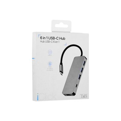 3303170099414-T'nB iClick 6 in 1 USB-C - station d'accueil 6 ports - HDMI, 3 USB 3.0, 2 USB-C-Angle gauche-7