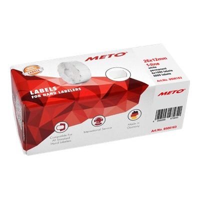 4058096475840-METO Proline - Boîte de 6 rouleaux de 1000 étiquettes permanentes - 26 x 12 mm - blanc - -Angle gauche-0