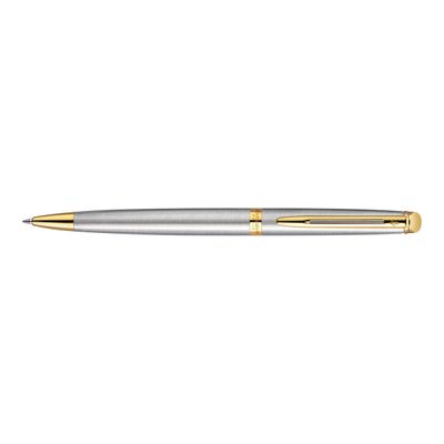3501170920374-Waterman Hemisphere Essential - Stylo à bille - bleu - corps acier - rétractable-Angle gauche-0