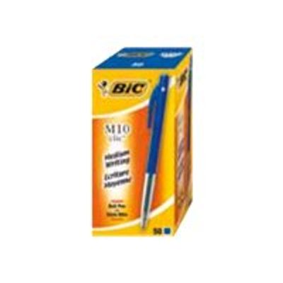 3086121901218-BIC M10 Clic - 50 Stylos à bille - bleu - 1 mm - rétractable-Angle droit-0