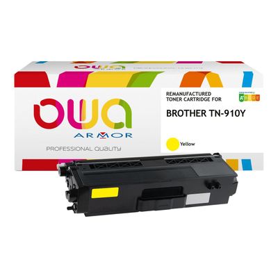 3112539766016-Cartouche laser compatible Brother TN910 - jaune - Owa K18072OW-Angle gauche-0