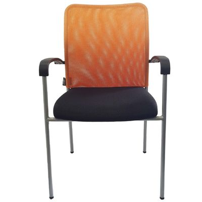 0404051443449-Lot de 4 chaises JULIA - avec accoudoirs - assise noire et dossier orange--0