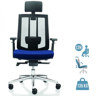3700339883592-Fauteuil de bureau SHADE - accoudoirs réglables - appuie-tête réglable - Noir et bleu--0