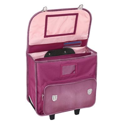 3135253872566-Cartable à roulettes Daisy - 38 cm - bordeaux - 2 compartiments - Viquel--2