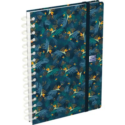 3147280123627-Agenda spiralé à élastique Flowers - 1 semaine sur 2 pages - 15 x 21 cm - bleu nuit - Oxford--0