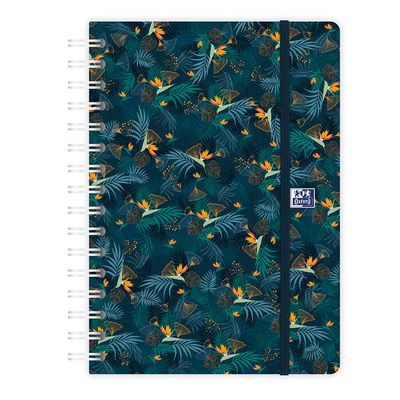 3147280123627-Agenda spiralé à élastique Flowers - 1 semaine sur 2 pages - 15 x 21 cm - bleu nuit - Oxford--1