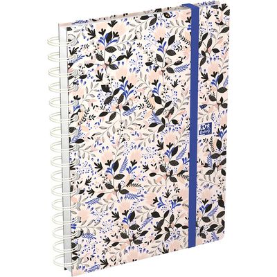 3147280123597-Agenda spiralé à élastique Flowers - 1 semaine sur 2 pages - 15 x 21 cm - rose - Oxford--0
