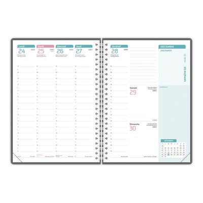 3147280123597-Agenda spiralé à élastique Flowers - 1 semaine sur 2 pages - 15 x 21 cm - rose - Oxford--2
