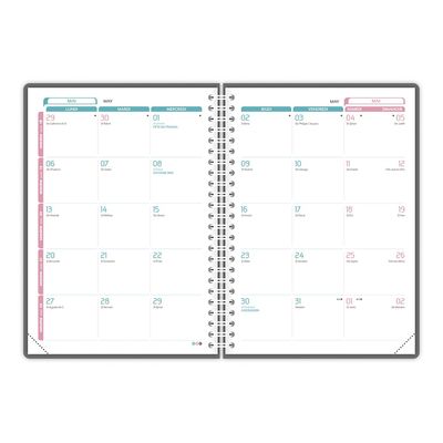 3147280123597-Agenda spiralé à élastique Flowers - 1 semaine sur 2 pages - 15 x 21 cm - rose - Oxford--6