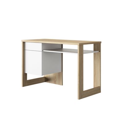3483600971791-Bureau Morzine 120 cm - chêne sonoma et blanc--2