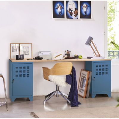 3219090956297-Casier de bureau avec pieds - 74 x 40 x 40 cm - bleu--2