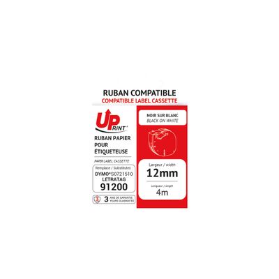 3584770437299-UPrint - Ruban d'étiquettes auto-adhésives pour DYMO 91200 - 1 rouleau (12 mm x 4 m) - fond blanc éc--0