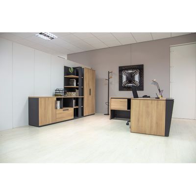 3483601088436-Retour pour bureau ARCADE avec rangement  - L114 x H75 x P45 - chêne/anthracite--2