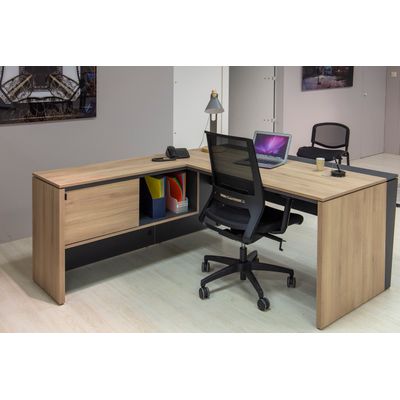 3483601088436-Retour pour bureau ARCADE avec rangement  - L114 x H75 x P45 - chêne/anthracite--1