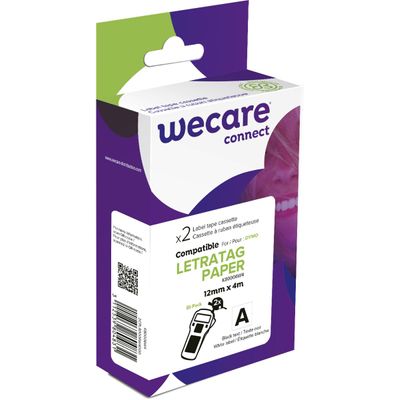 3112539804831-WECARE - lot de 2 Rubans d'étiquettes auto-adhésives pour DYMO LETRATAG PAPER -  rouleau (12 mm x 4 m) - fond blan--0