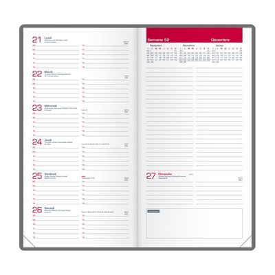 3147280219085-Agenda Oxford Mode - 1 semaine sur 2 pages - 9 x 17 cm - rouge - Hamelin--1