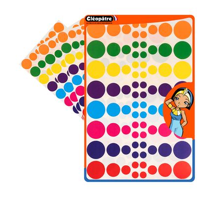3700162301072-Cléopâtre - Gommettes rondes - 8 couleurs - repositionnables--0