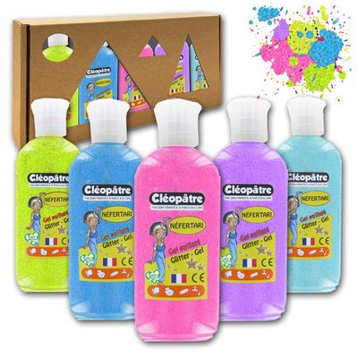 3134725015050-Cléopâtre NEFERTARI - Lot de 5 gels pailletés - néons - 100ml--0