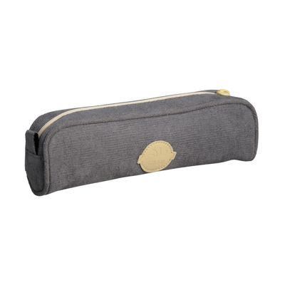 3173747246233-Trousse Velvet ovale velours - 1 compartiment - gris - Carpentras--0