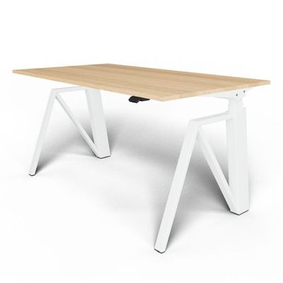 3760350280428-Bureau THEODORE  L160 - pieds blanc - plateau chêne massif--0