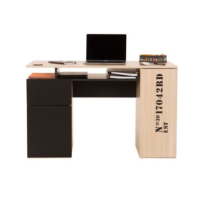 3483600773524-Bureau droit INDUS avec rangement - L. 120 x P. 55 x H. 75 cm--2