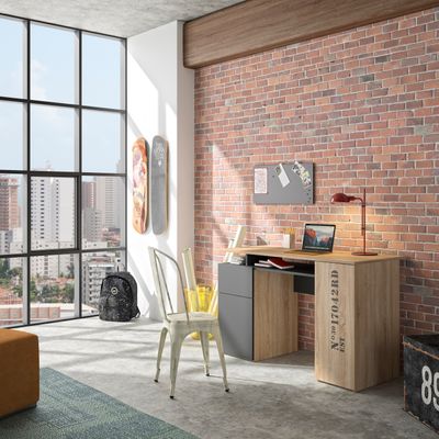 3483600773524-Bureau droit INDUS avec rangement - L. 120 x P. 55 x H. 75 cm--0
