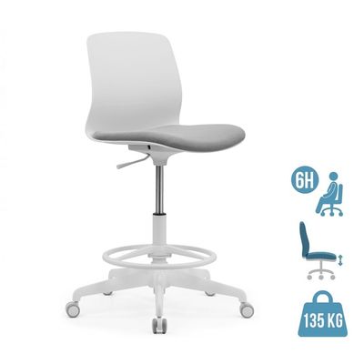 3700339918607-Siege technique LYNA - tabouret assis-debout - hauteur réglable - repose-pieds - gris/blanc--0