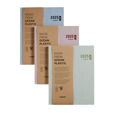 5412303377065-Agenda Toile Ocean - 1 semaine sur 2 pages - 17 x 22 cm - disponible dans différentes couleurs - Brepo--0