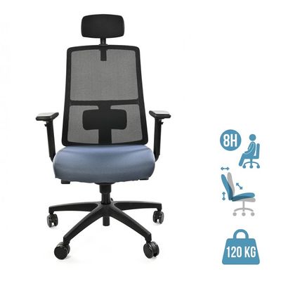 8033540636684-Fauteuil de bureau ARMONIA - accoudoirs réglables - appuie-tête réglable - gris--0