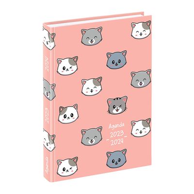 3135257453143-Agenda Cats - 1 jour par page - 12 x 17 cm - rose ou bleu - Viquel--0