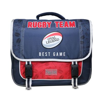 3666311001432-Cartable Phileas Rugby 38 cm - 2 compartiments - bleu - Bagtrotter--0