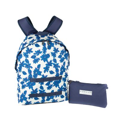 3020120190358-Sac à dos Morgan avec 2 poches détachables - 1 compartiment - bleu/écru - Hamelin--1
