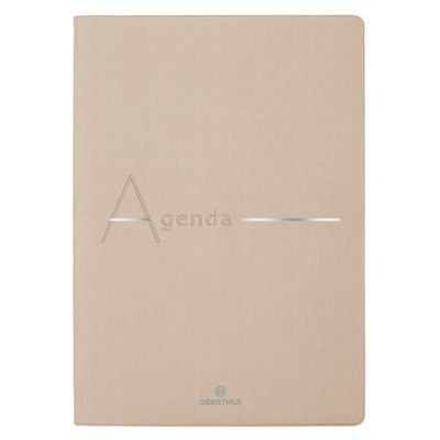 3664447144931-Agenda Bora 16 mois - 1 semaine sur 2 pages - 17,5 x 24,5 cm - beige texture - Oberthur--0