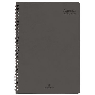 3664447145419-Agenda à spirale Grenade 27 - 1 semaine sur 2 pages - gris - Oberthur--0