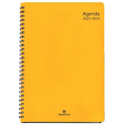 3664447145440-Agenda à spirale Grenade 27 - 1 semaine sur 2 pages - jaune - Oberthur--0