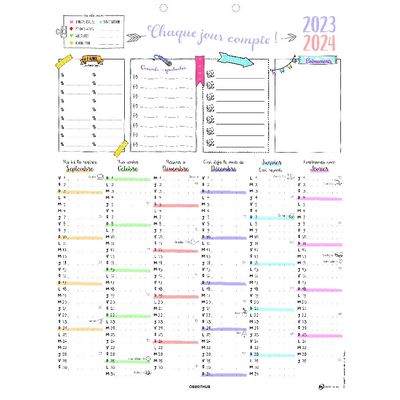 3664447149776-Calendrier Bullet - 6 mois par face - 21 x 27 cm - Oberthur--0