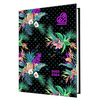 3664447143798-Agenda Miss Freegun - 1 jour par page - 12,5 x 17,5 cm - tropical sombre - Oberthur--0