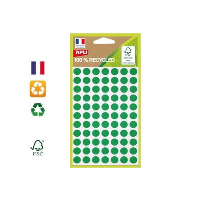 3270241017779-Apli Agipa - 462 Pastilles adhésives recyclées - vert - diamètre 8 mm - réf 101777--0