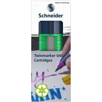 4004675158871-Schneider Paint-It 040 - pack de 2 cartouches de recharge Twin marker - 1 pointe ogive + 1 pointe pinceau - --1